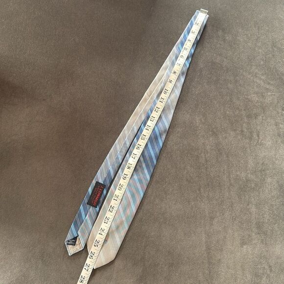 Vintage Givency Gentleman Paris For Carter Holmes Blue & Gray Striped Tie 54” - Picture 12 of 13